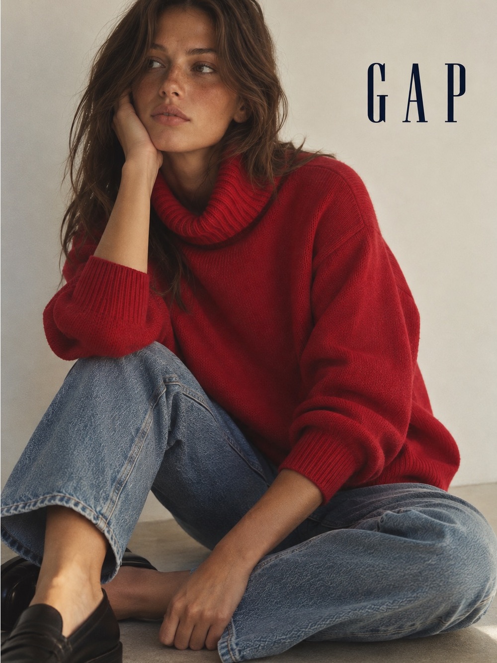 Vintage GAP Red Turtleneck Cotton Sweater